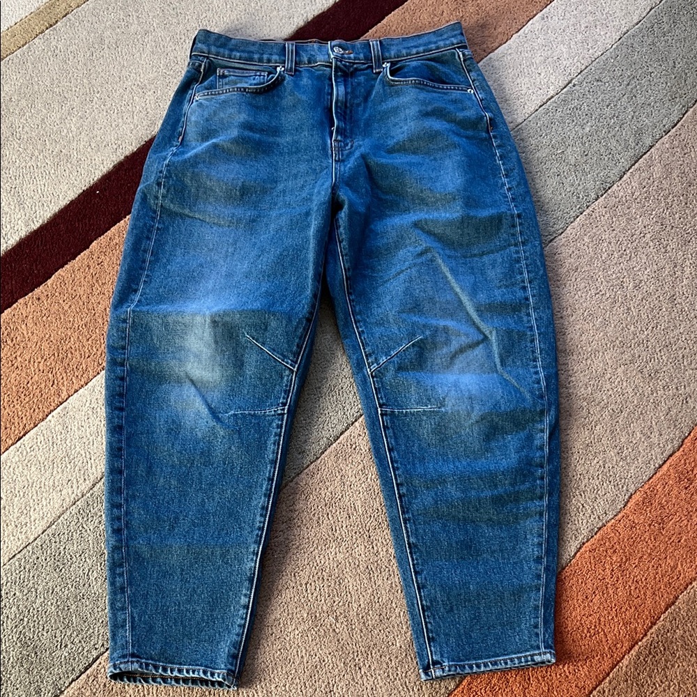 Veronica Beard Charlie barrel leg High Rise Blue Jeans